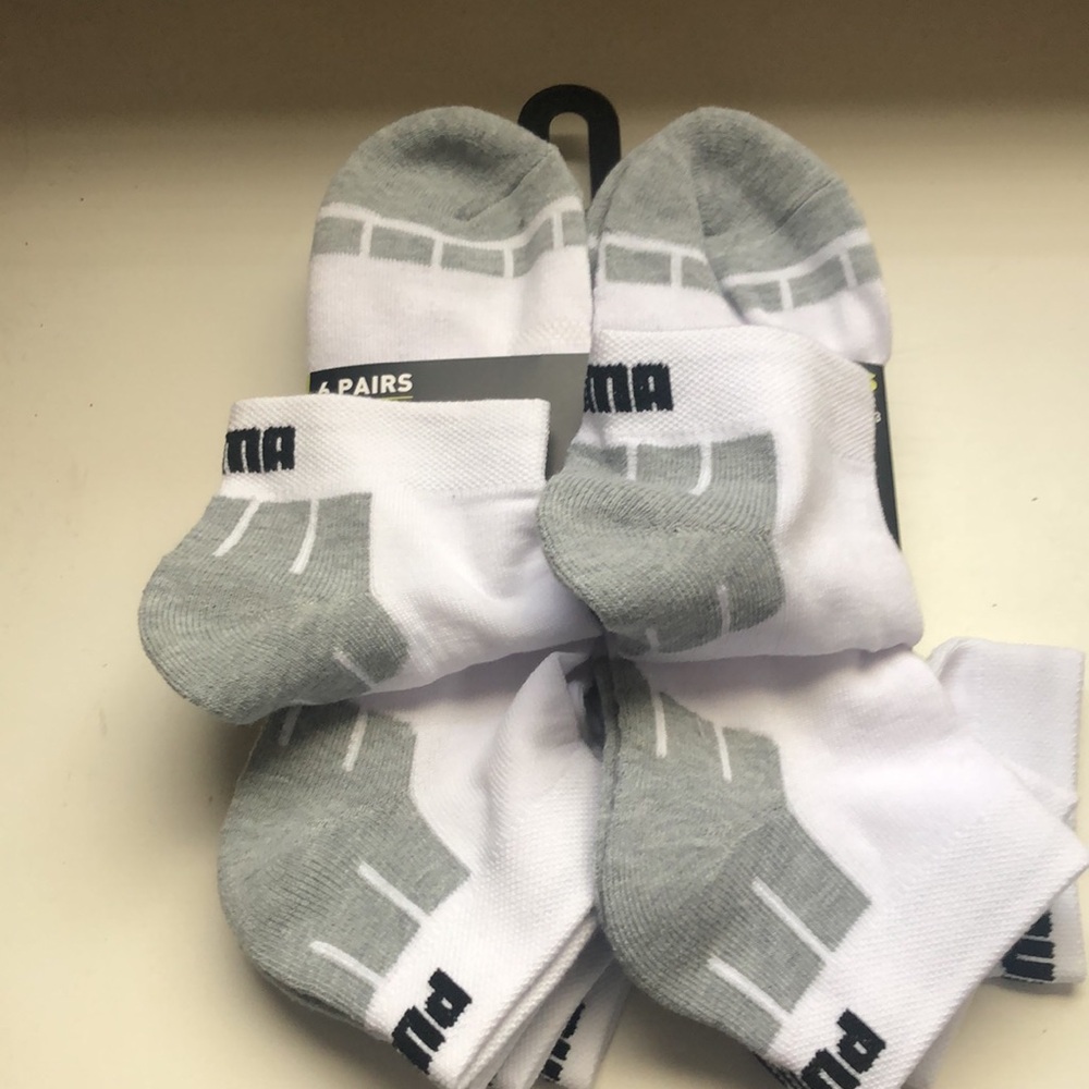 New Puma Socks Men’s Low Cut Socks 6 Pair White & Grey Athletic Casual Socks - Picture 12 of 12